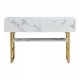 Конзолна маса Varberg 75x120x30 см мраморна визия, бяла []