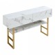 Конзолна маса Varberg 75x120x30 см мраморна визия, бяла []