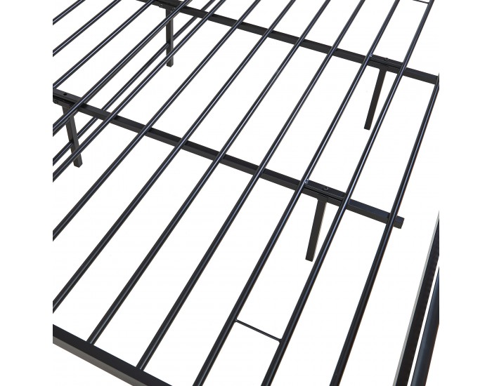 Метално легло Linköping с правоъгълна табла 180x200 см черно/ратан []