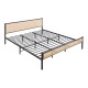 Метално легло Linköping с правоъгълна табла 180x200 см черно/ратан []