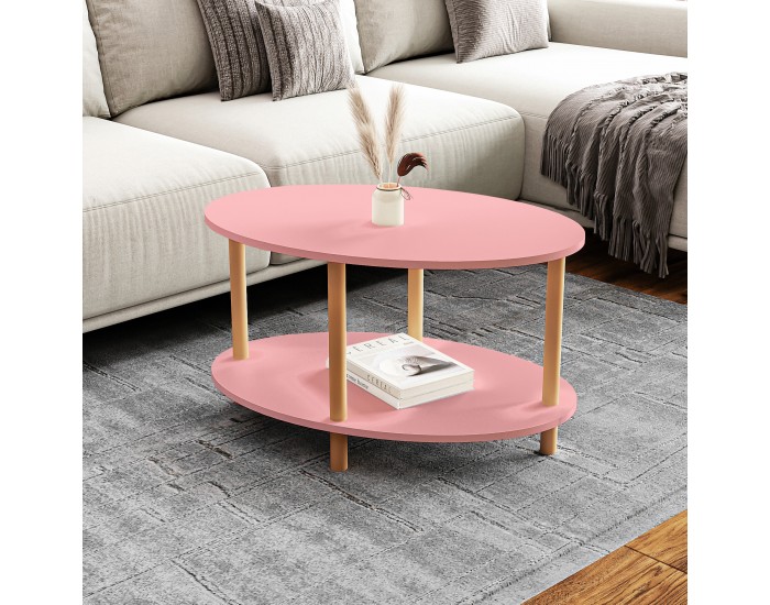 Маса за кафе Højreby 70x44x43 см розова []