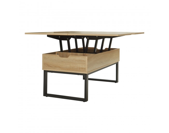 Холна маса Rauli с повдигащ се плот и място за съхранение 100x50x47 см дъб вид []