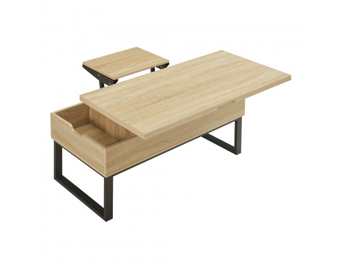 Холна маса Rauli с повдигащ се плот и място за съхранение 100x50x47 см дъб вид []