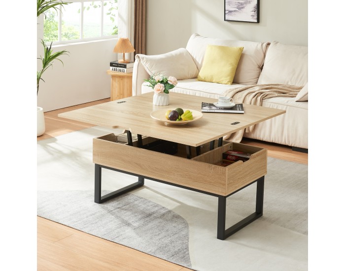 Холна маса Rauli с повдигащ се плот и място за съхранение 100x50x47 см дъб вид []