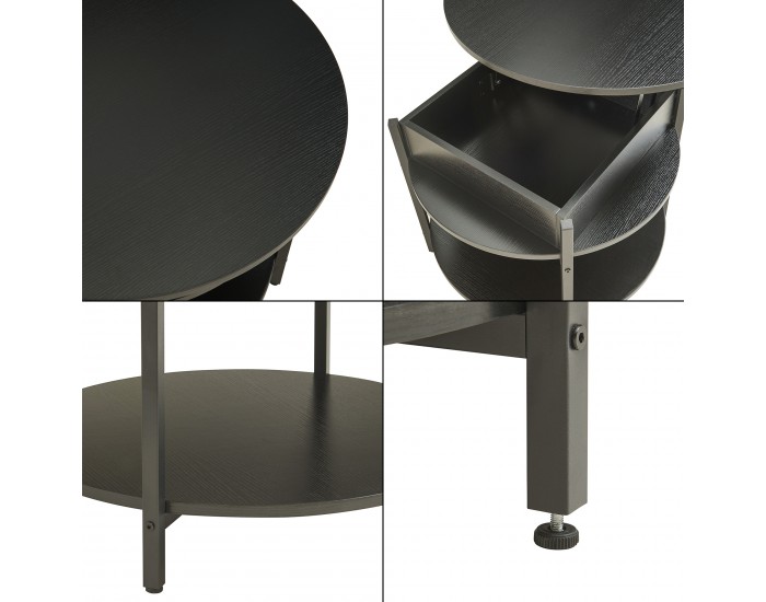 Маса за кафе Kandas с повдигащ плот 70x49 см Черна []