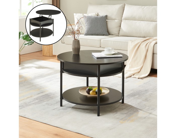 Маса за кафе Kandas с повдигащ плот 70x49 см Черна []