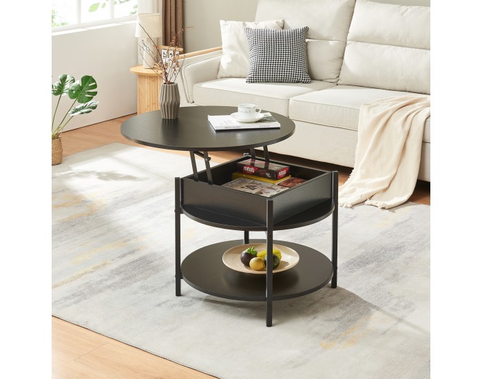 Маса за кафе Kandas с повдигащ плот 70x49 см Черна []