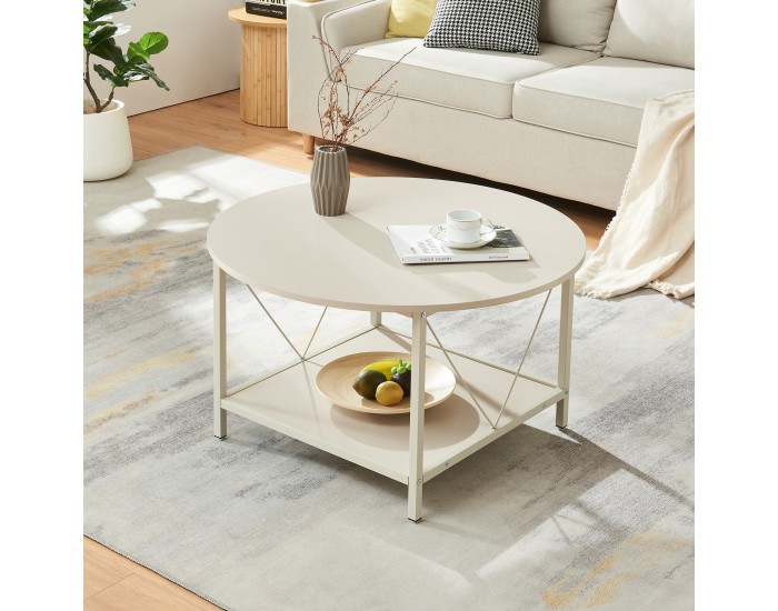 Холна маса Filem Ø80x46 см пясъчен цвят []