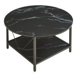 Маса за кафе Filem Ø80x46 см мраморна визия, черна [] - Холни маси