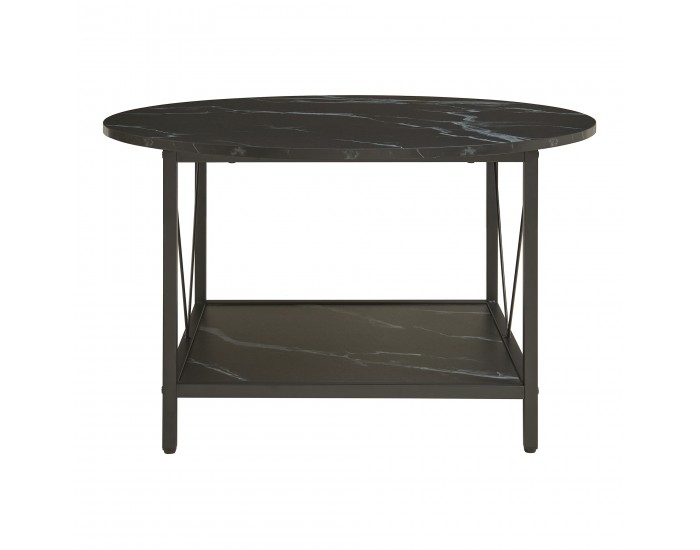Маса за кафе Filem Ø80x46 см мраморна визия, черна []
