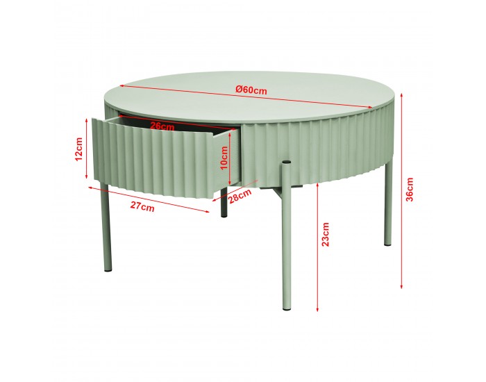 Маса за кафе Rill с чекмедже 36xØ60 см ментово зелено []