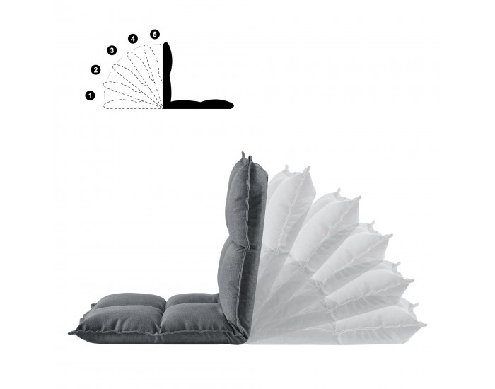 Подови столове Deinze в комплект от 2 регулируеми тъмно сиви []