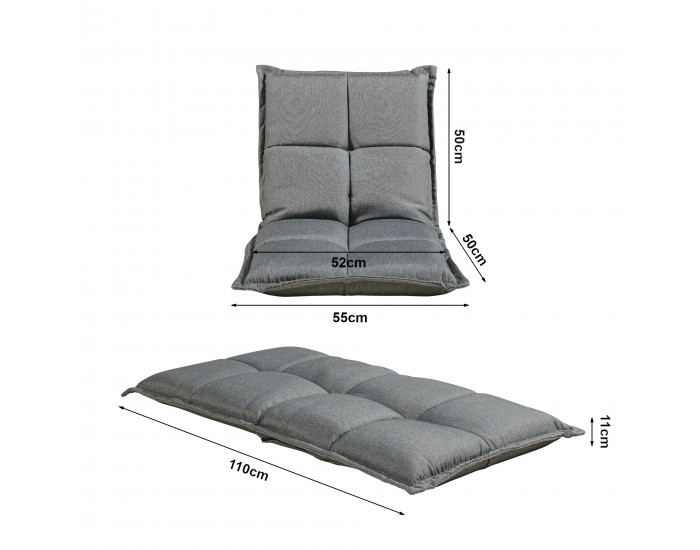 Подови столове Deinze в комплект от 2 регулируеми тъмно сиви []