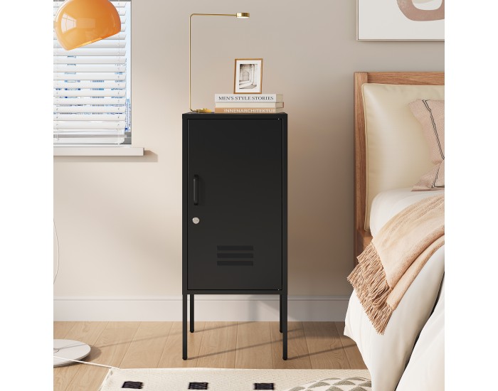 Нощно шкафче Hausjärvi 82x35x35 cm дръжка за врата лява стомана черна []