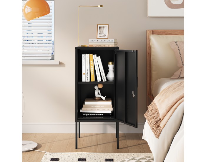 Нощно шкафче Hausjärvi 82x35x35 cm дръжка за врата лява стомана черна []