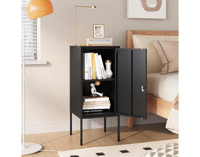 Нощно шкафче Hausjärvi 82x35x35 cm дръжка за врата лява стомана черна []