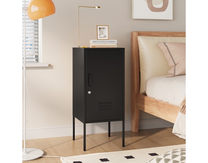 Нощно шкафче Hausjärvi 82x35x35 cm дръжка за врата лява стомана черна []