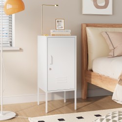 Нощно шкафче Hausjärvi 82x35x35 cm дръжка за врата лява стомана бяла [] - Нощни шкафчета