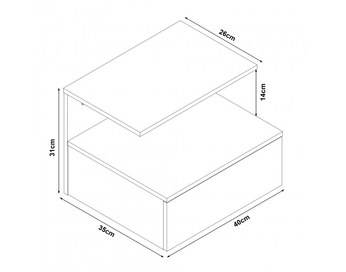 Висящо нощно шкафче с чекмедже Amberg, светло сиво []