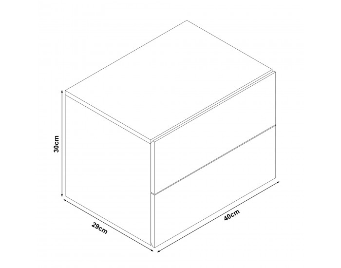 Висящо нощно шкафче Ampfing с 2 чекмеджета светло сиво []