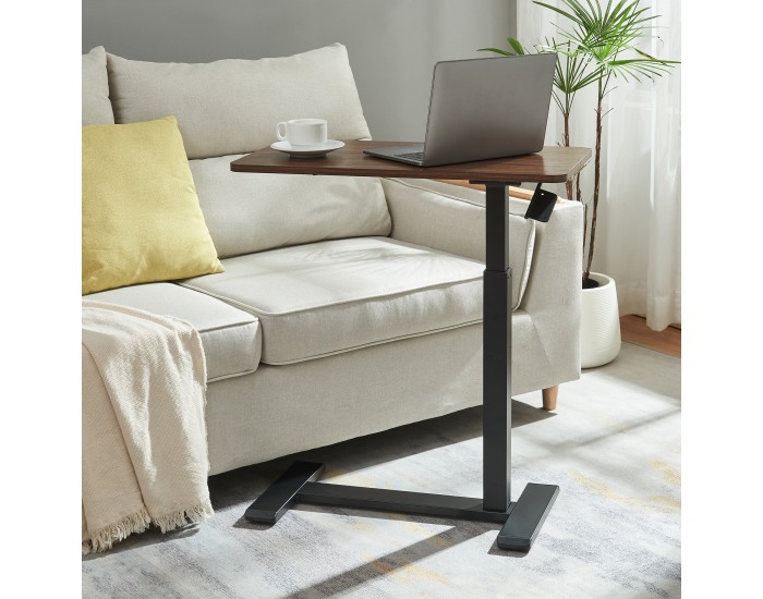 Маса за лаптоп с регулируема височина Klirg 66-92x68x36 см вид на орех/черна []