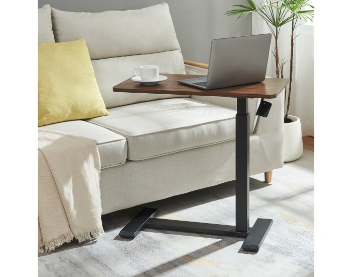 Маса за лаптоп с регулируема височина Klirg 66-92x68x36 см вид на орех/черна []