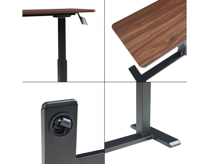 Маса за лаптоп с регулируема височина Klirg 66-92x68x36 см вид на орех/черна []