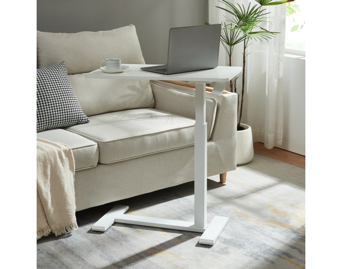 Маса за лаптоп с регулируема височина Klirg 66-92x68x36 cm Бяла []