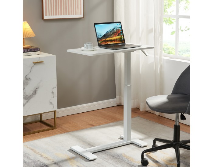 Маса за лаптоп с регулируема височина Klirg 66-92x68x36 cm Бяла []