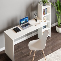 Бюро с рафт Chagtuniejle 150x45x120 см Бяло [] - Бюра