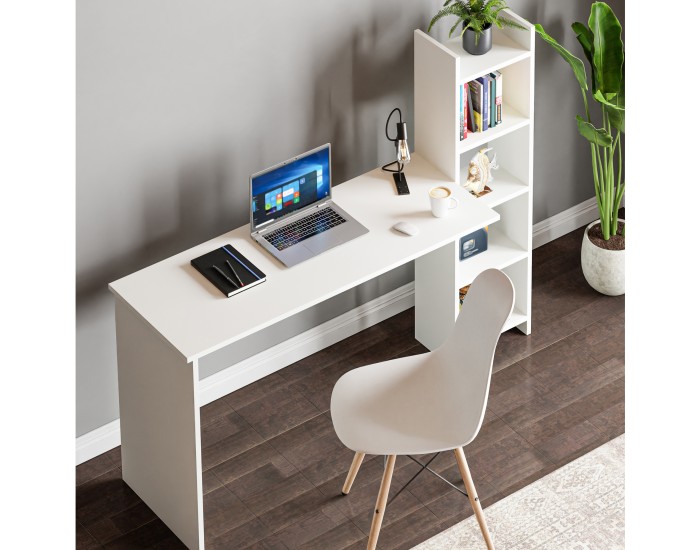 Бюро с рафт Chagtuniejle 150x45x120 см Бяло []