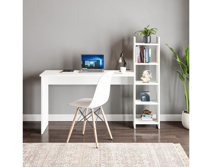 Бюро с рафт Chagtuniejle 150x45x120 см Бяло []