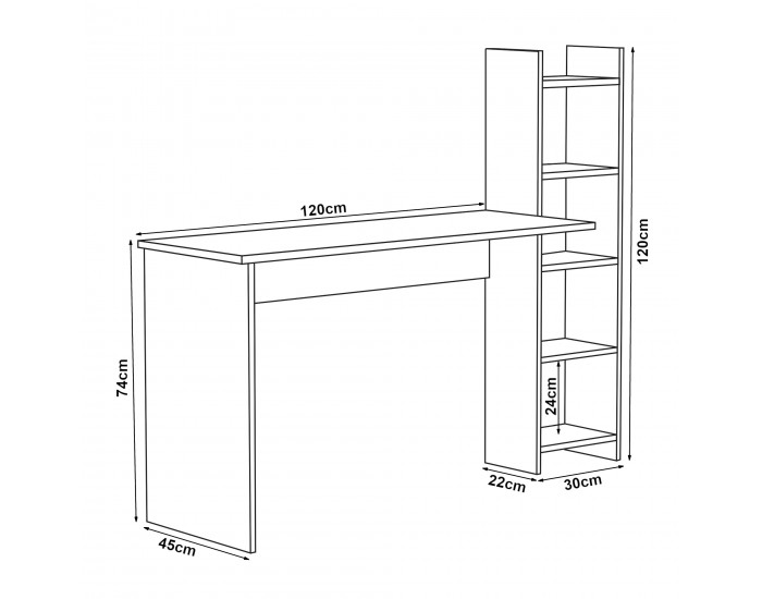 Бюро с рафт Chagtuniejle 150x45x120 см Бяло []