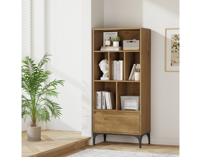 Етажерка Kistiandi 137x60x35 см вид дъб, тъмен []