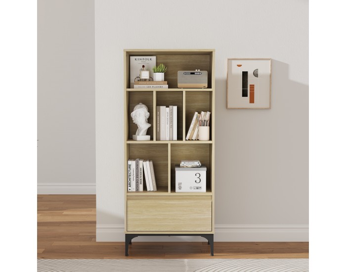 Етажерка Kistiandi 137x60x35 см вид дъб, светла []