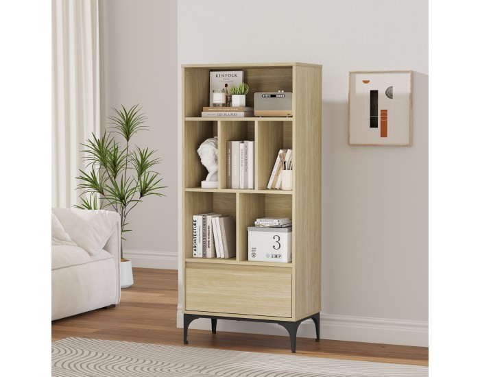 Етажерка Kistiandi 137x60x35 см вид дъб, светла []