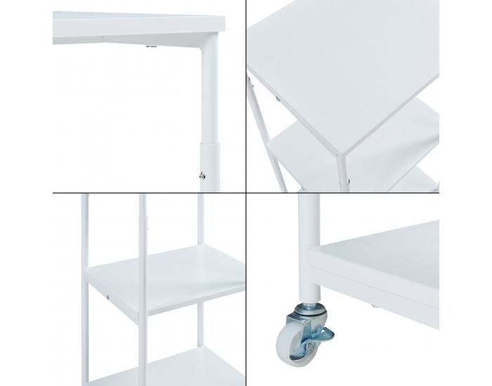 Сгъваема масичка за принтер Janertu 82x39x35 cm Бяла []