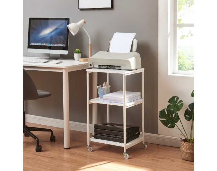 Сгъваема масичка за принтер Janertu 82x39x35 cm Бяла []