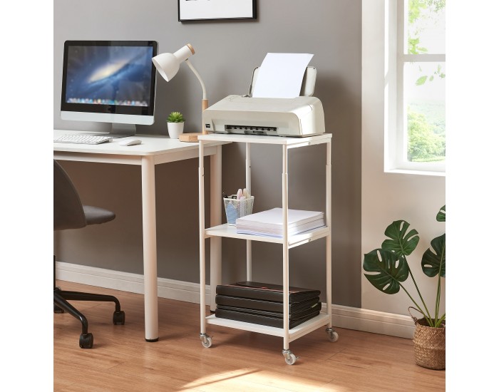 Сгъваема масичка за принтер Janertu 82x39x35 cm Бяла []