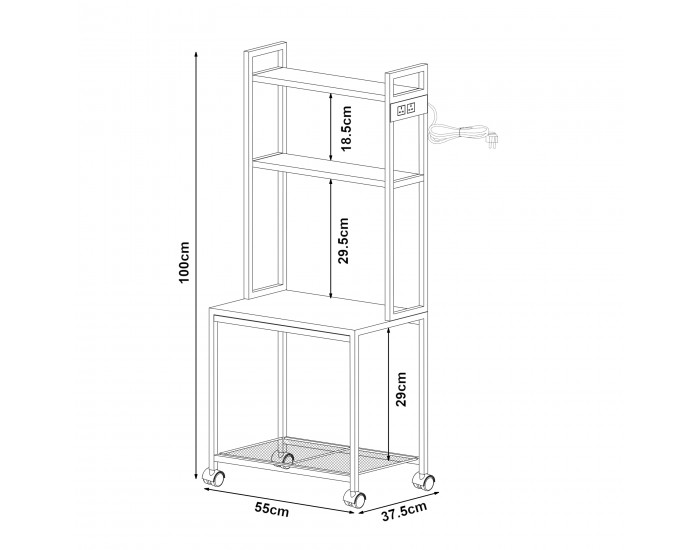 Сгъваема маса за принтер Svanaldsvipp 100x55x38 cm cm Бяла []
