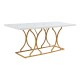 Трапезна маса Figa за 6 човека, мраморна визия, бяло/златно []