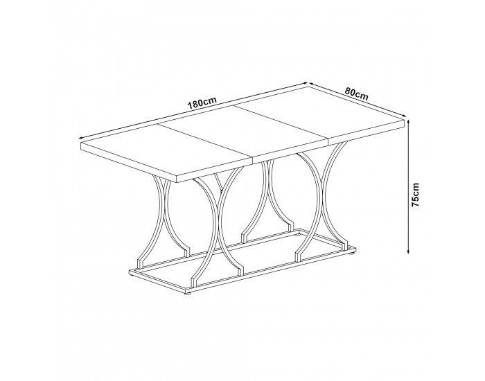 Трапезна маса Figa за 6 човека, мраморна визия, бяло/златно []