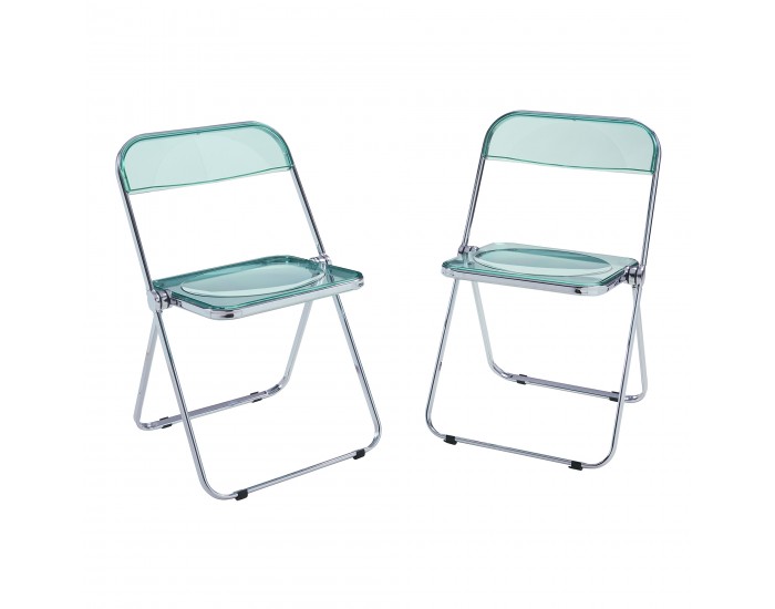 Сгъваем стол Pornainen, комплект 2 бр., ментовозелен, прозрачен []