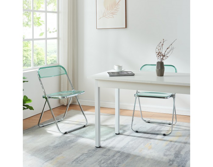 Сгъваем стол Pornainen, комплект 2 бр., ментовозелен, прозрачен []