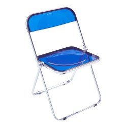 Сгъваем стол Pornainen комплект от 2 тъмно сини прозрачни [] - Трапезни столове