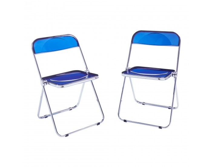 Сгъваем стол Pornainen комплект от 2 тъмно сини прозрачни []
