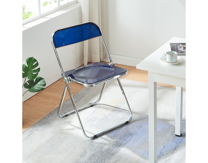 Сгъваем стол Pornainen комплект от 2 тъмно сини прозрачни []