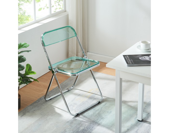 Сгъваем стол Pornainen, комплект 4 бр., ментовозелен, прозрачен []