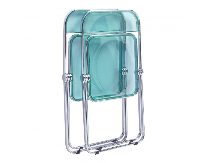 Сгъваем стол Pornainen, комплект 4 бр., ментовозелен, прозрачен []