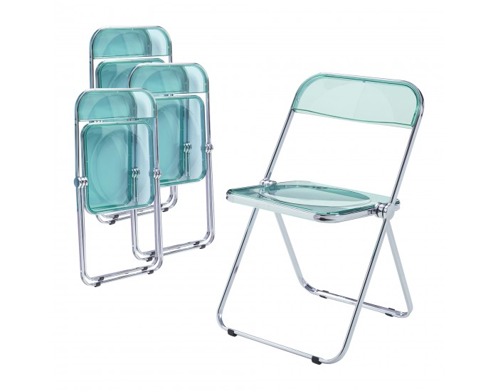 Сгъваем стол Pornainen, комплект 4 бр., ментовозелен, прозрачен []